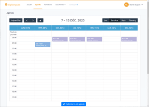 Planning de nos cours de langues en visio