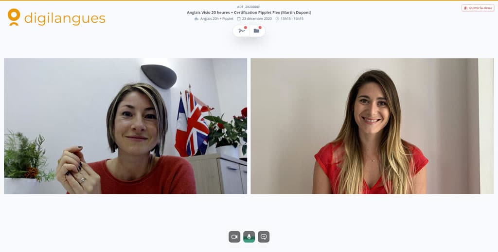 Exemple d’un cours visioconférence chez Digilangues