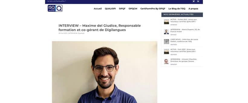 Interview de Maxime del Giudice chez ISQualification